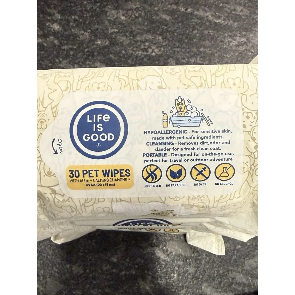 Life Is Good Pet Wipes Aloe & Calming Chamomile 5 Pack 150 Wipes Total LG1045